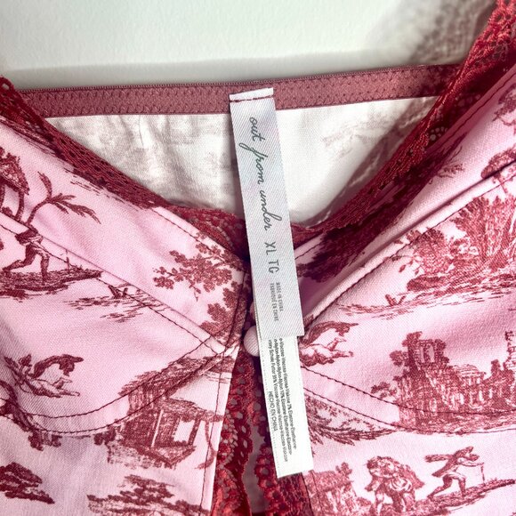 UO Out From Under Dolce Verano Corset Coquette Girl Toile Print Romantic Sz XL - Picture 5 of 8